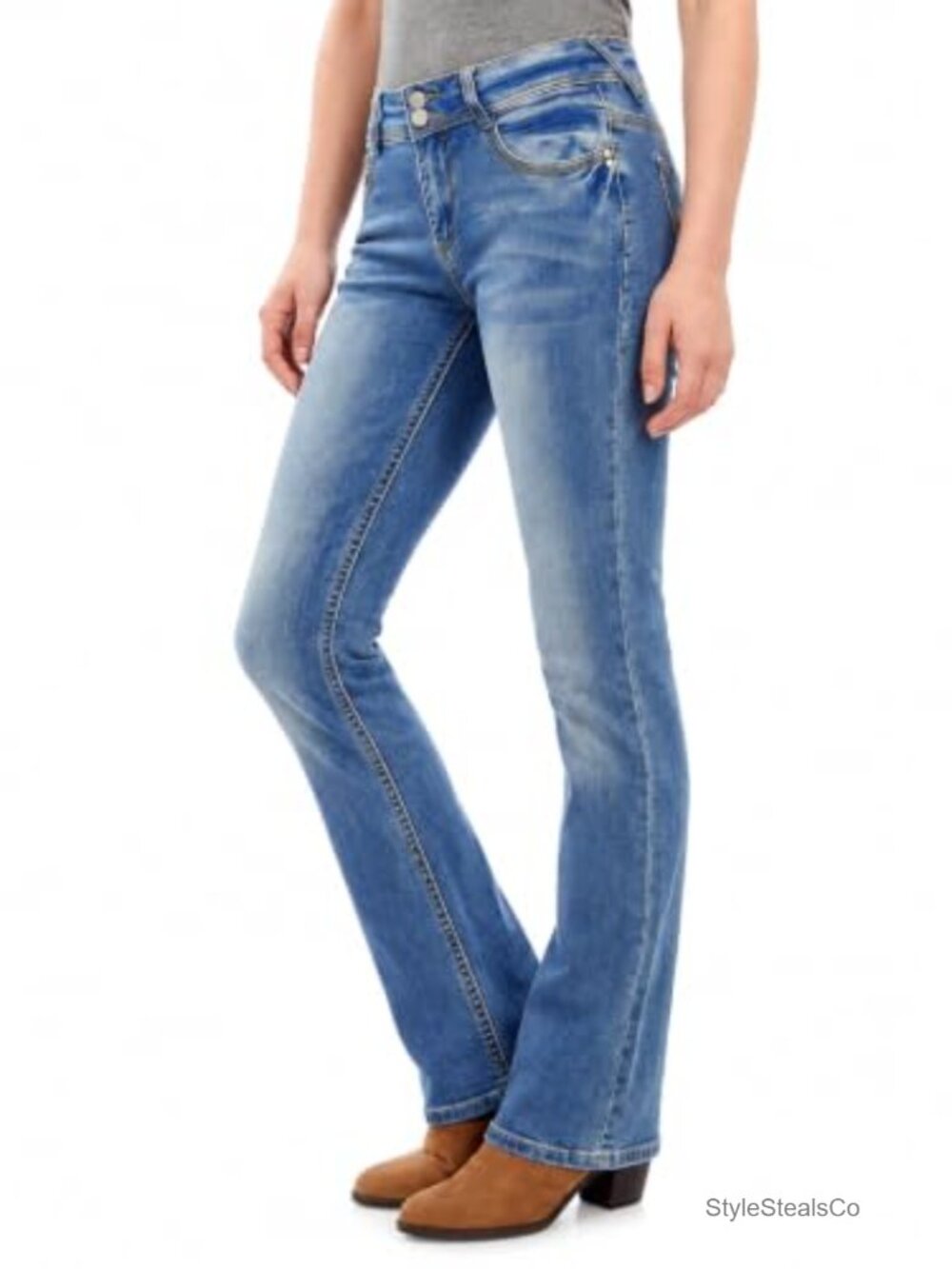 Women's Bootcut Jeans Mid Rise Stretch Curvy Fit Denim Pants